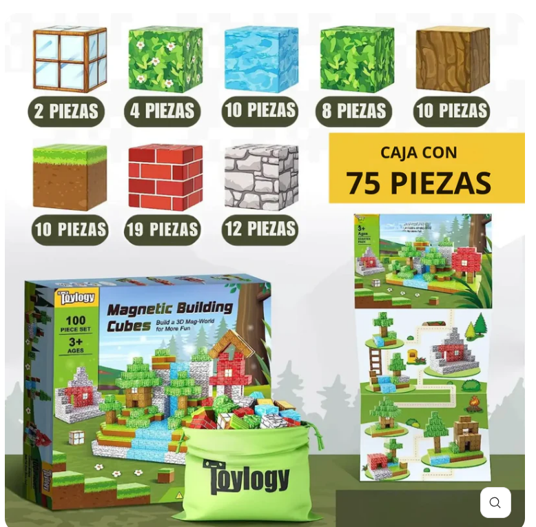 Minecraft Bloques Magnéticos 75 piezas