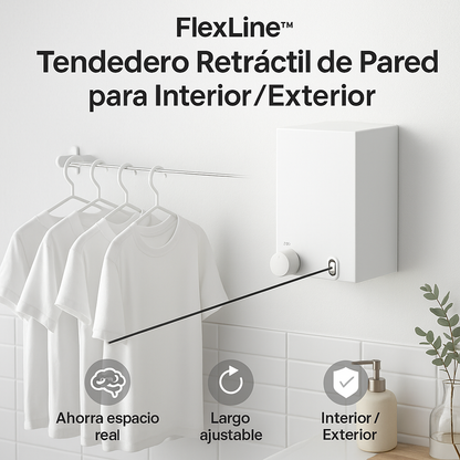 FlexLine™ – Tendedero Retráctil de Pared para Interior/Exterior