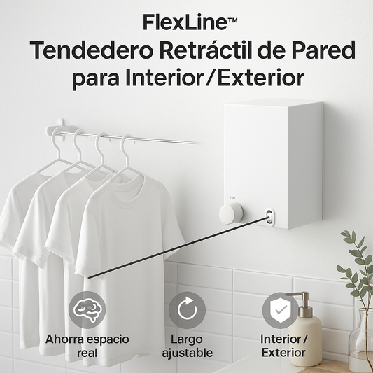 FlexLine™ – Tendedero Retráctil de Pared para Interior/Exterior
